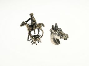 Silver charm and miniature, horse