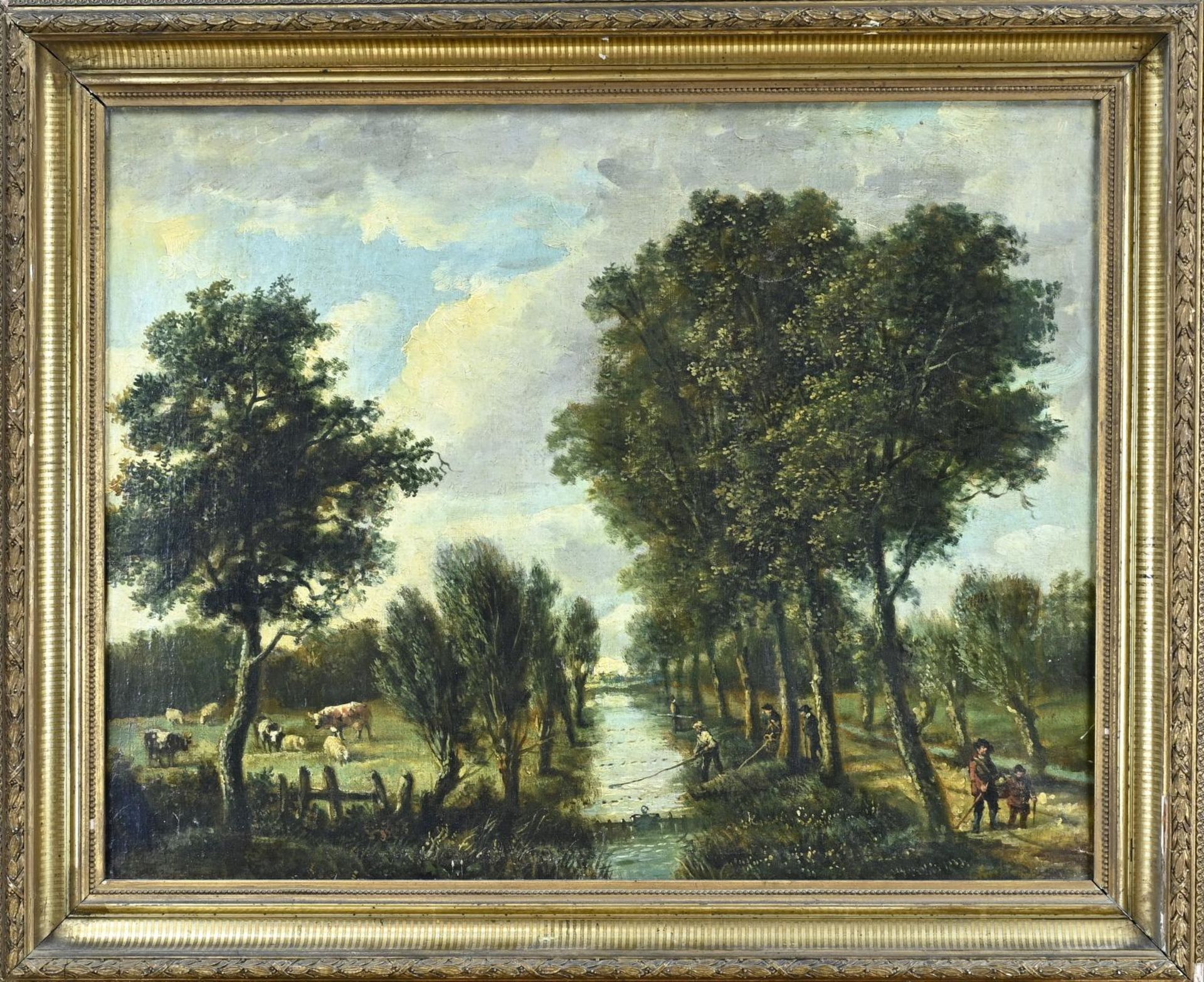 Dutch School, Figures by a canal