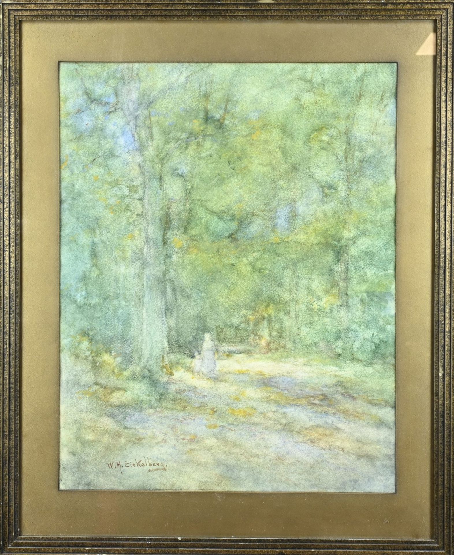 WH Eickelberg, Forest view with mother and child