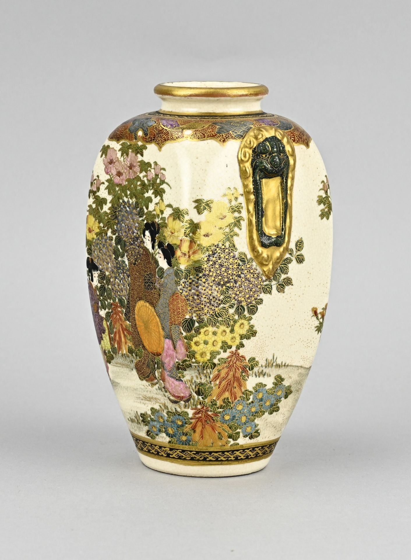 Japanese Satsuma vase, H 17 cm. - Image 2 of 3