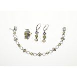 Set of silver jewelry with colored stones