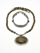 Necklace and bracelet with unakite