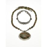 Necklace and bracelet with unakite