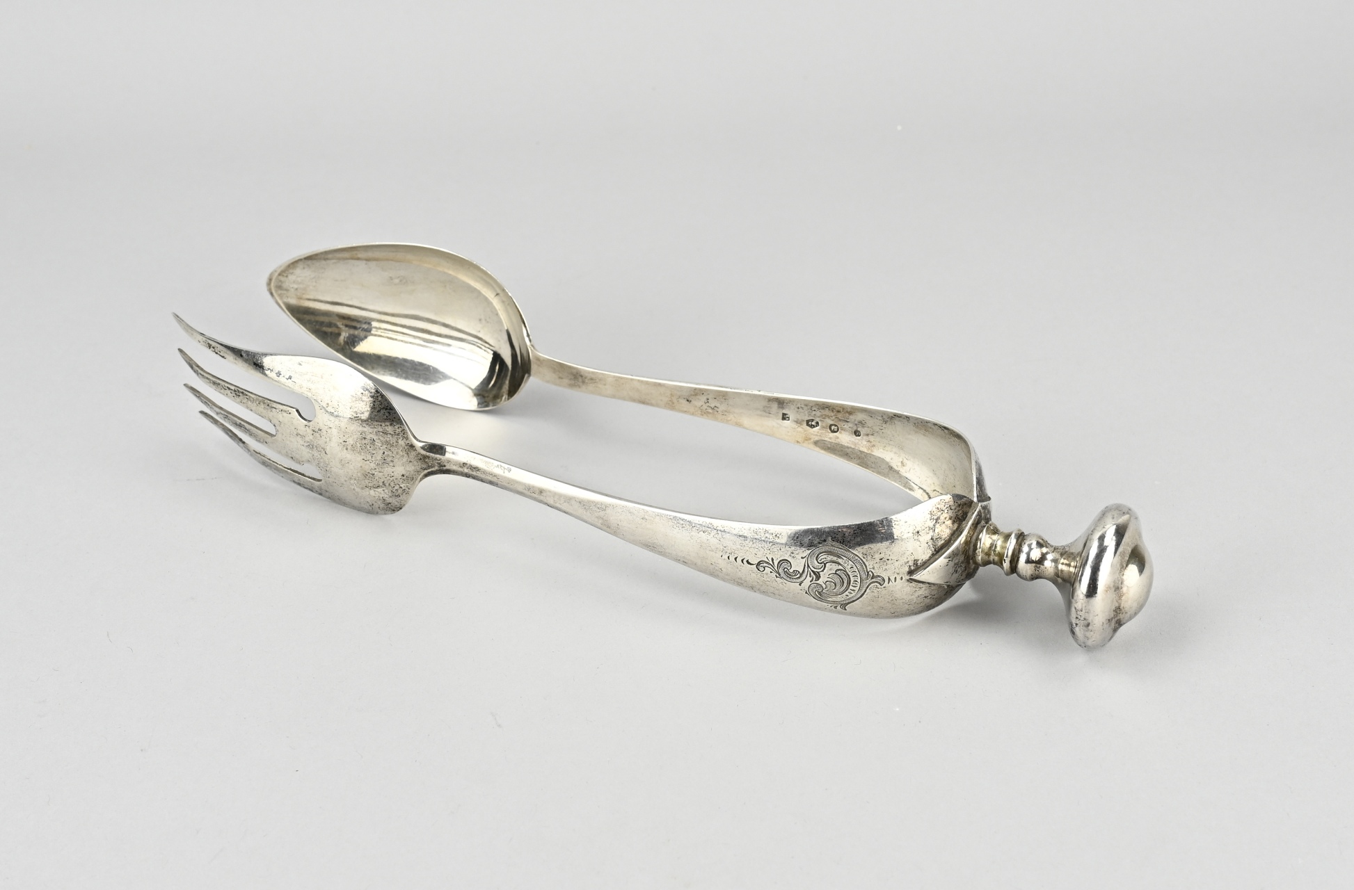 Silver salad tongs