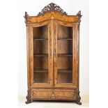 Burr walnut display cabinet, 1860