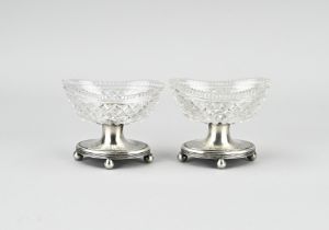 2 Salt cellars on silver base