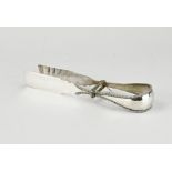 Silver asparagus tongs with pearl edge