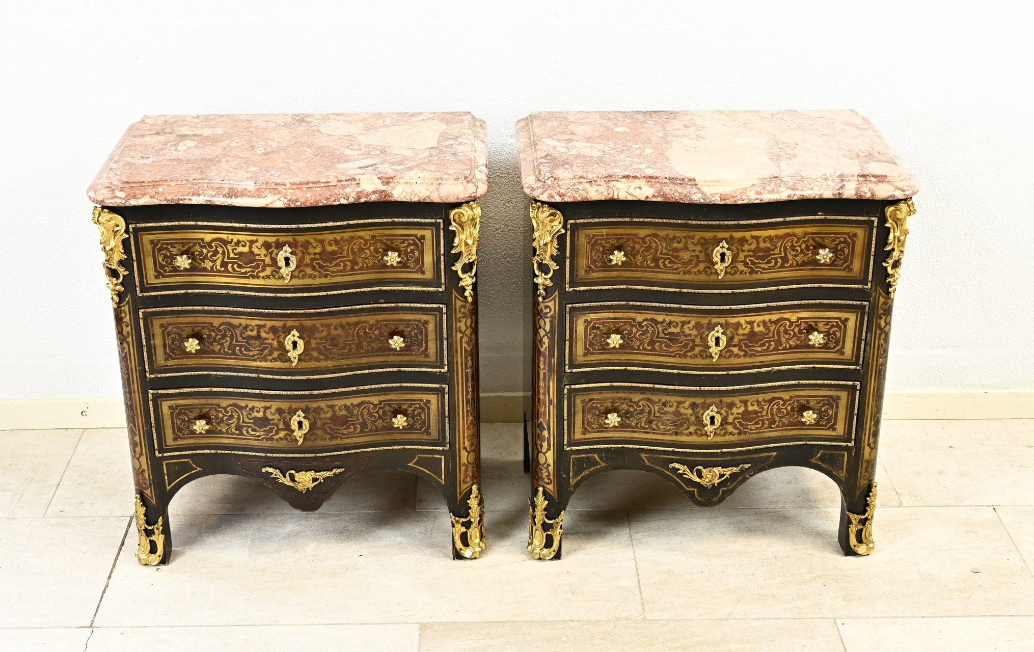 Pair of boulle bedside tables