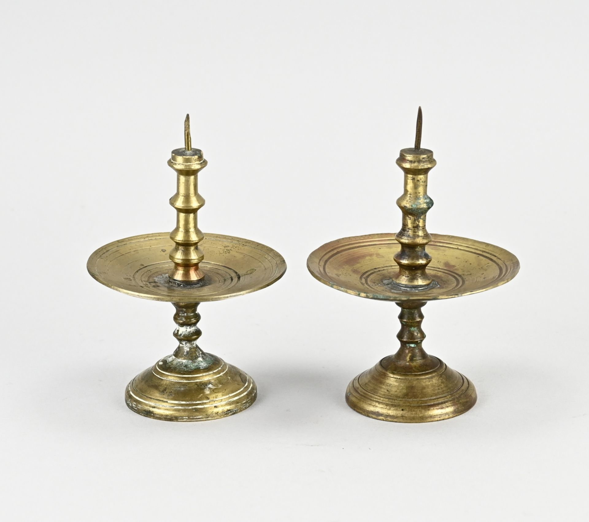 2x Bronze collar candlestick