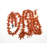 2 Necklaces made of twig coral