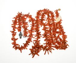 2 Necklaces made of twig coral
