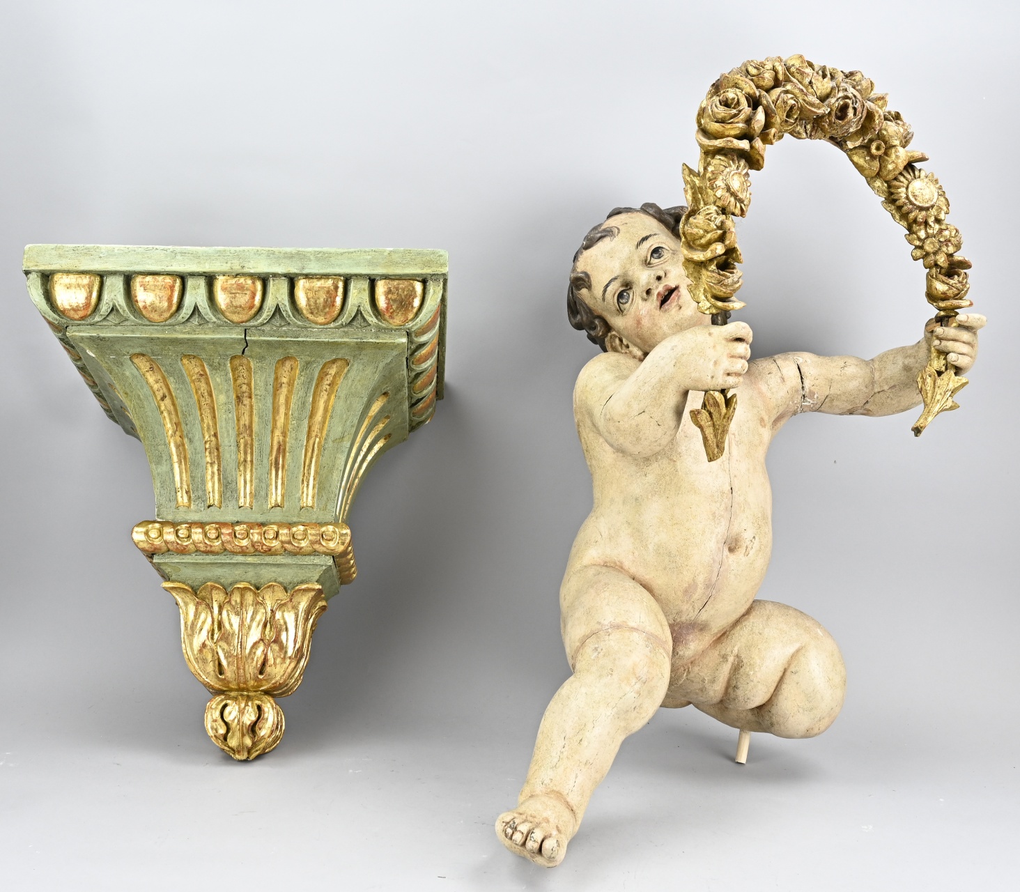 Antique cupid on console - Image 2 of 4
