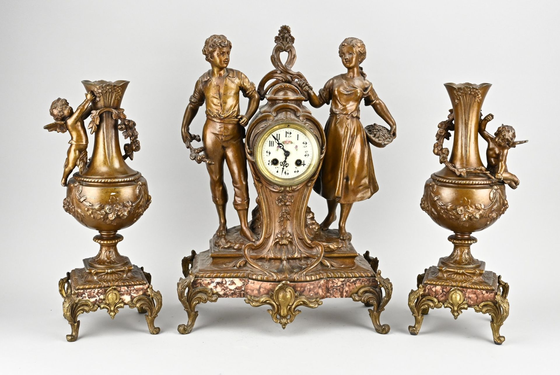 Antique French clock set, 1900