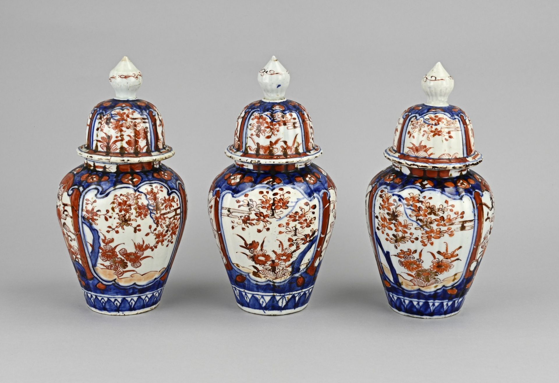 3-piece Japanese Imari cabinet set