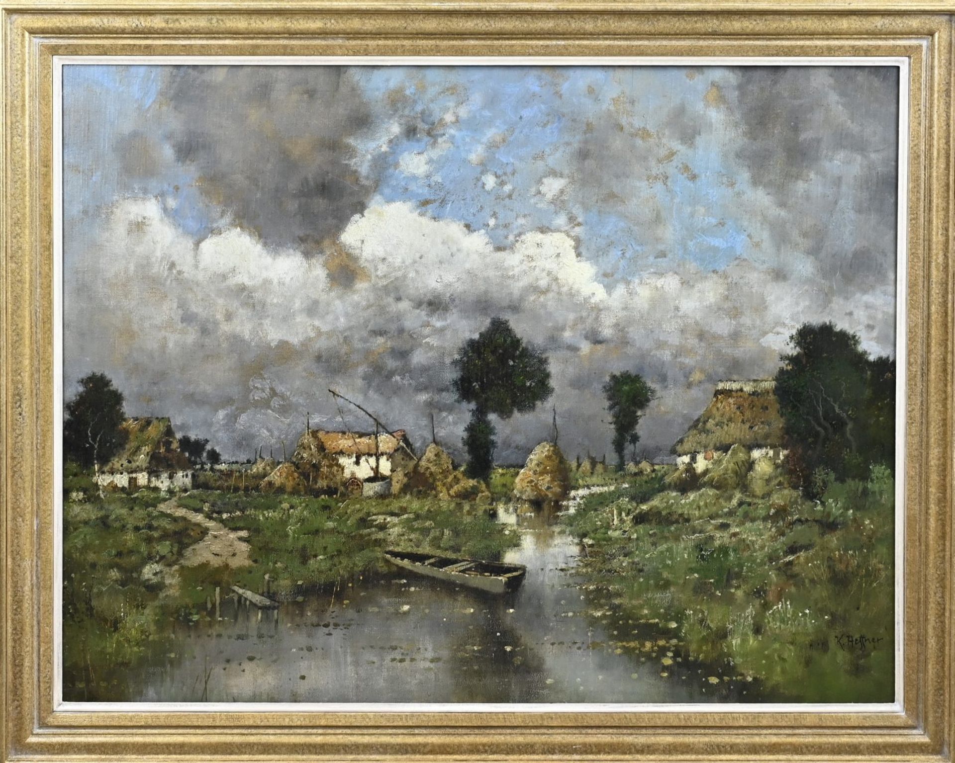 K. Heffner, River landscape with farms