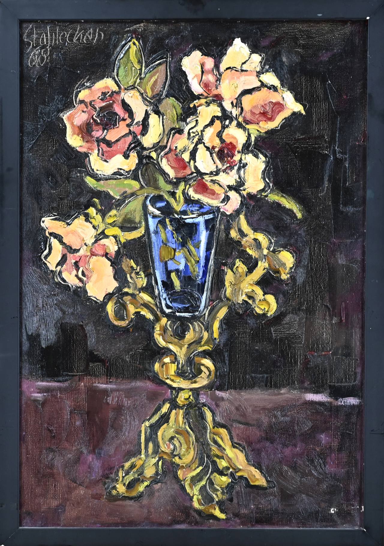 A. Stahlecker, Decorative vase with flowers