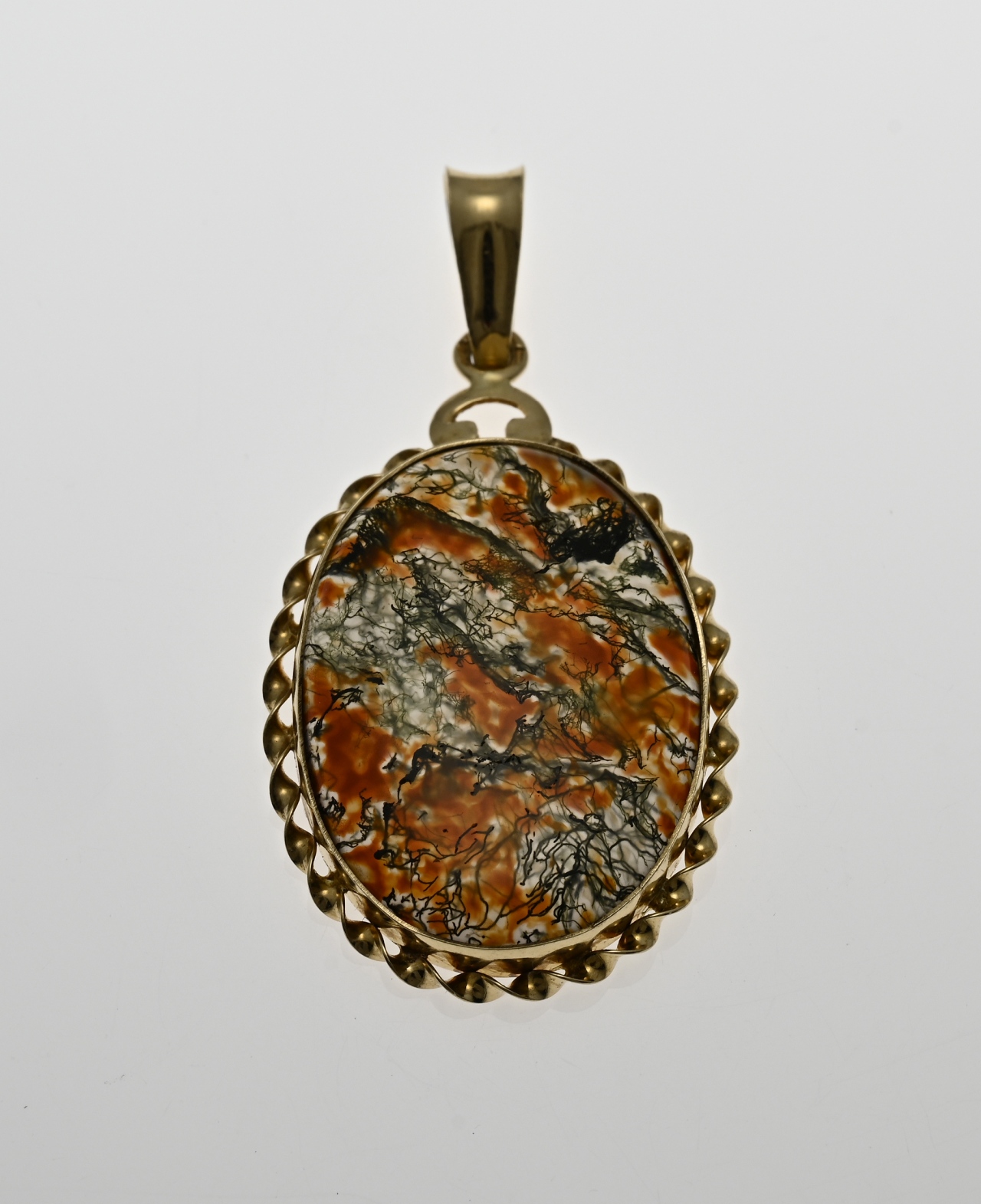 Gold moss agate pendant