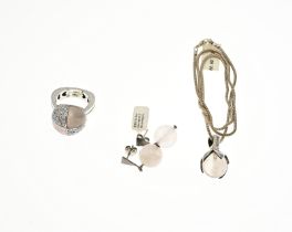 Lot of silver jewelry with rose quartz