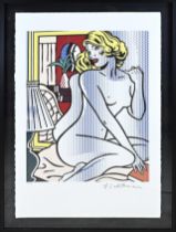 Print after Roy Lichtenstein, Naked woman looks in mirror