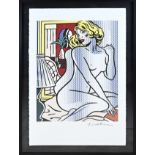 Print after Roy Lichtenstein, Naked woman looks in mirror