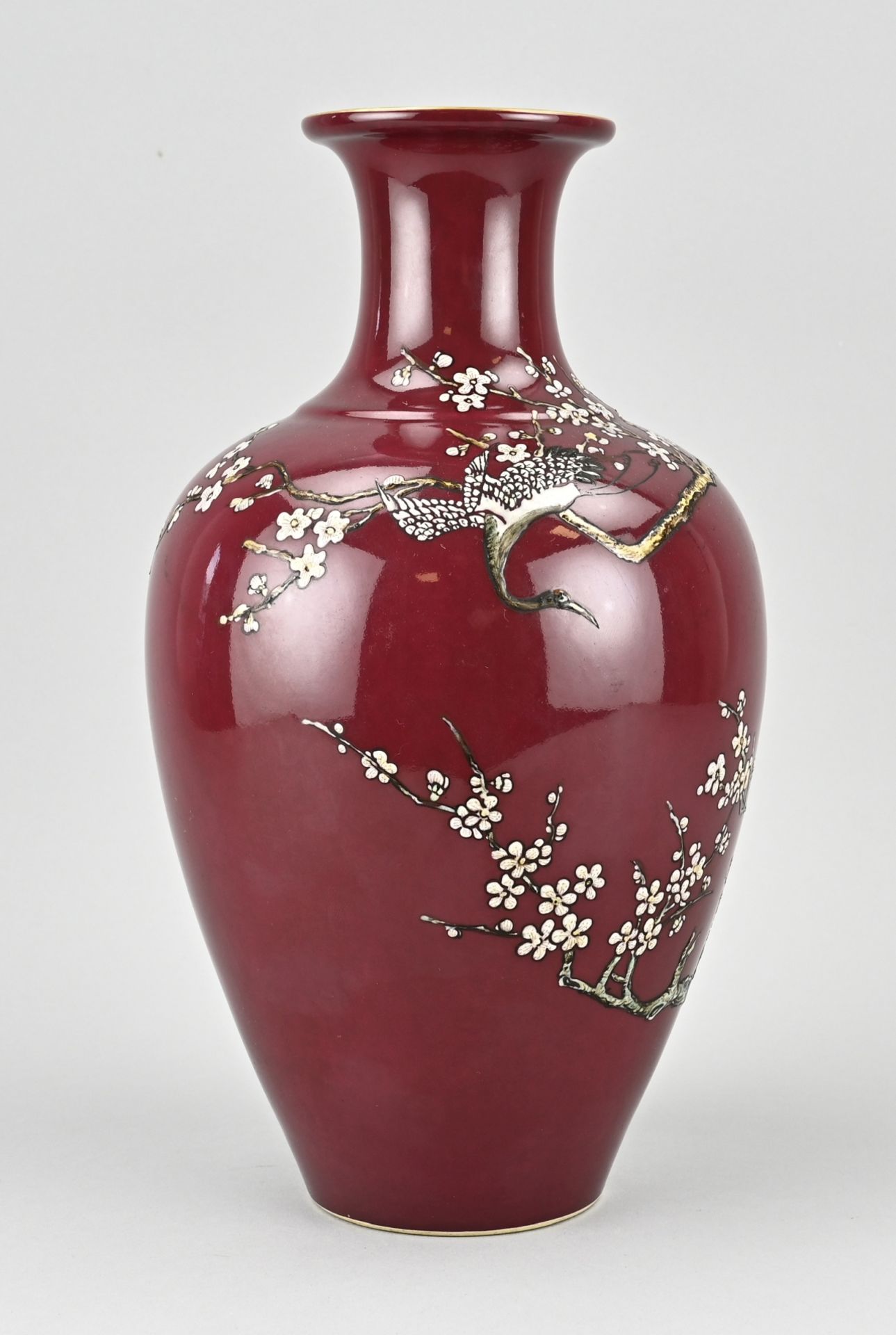 Chinese fam. rose vase, H 32 cm. - Image 2 of 3