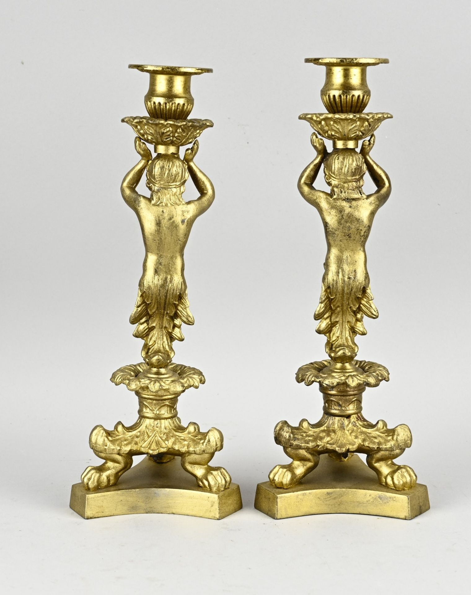 2x Bronze candlestick, H 26 cm. - Bild 2 aus 2