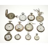 Lot of pocket watches, silver