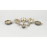 Lot of silver tea strainers and drip trays