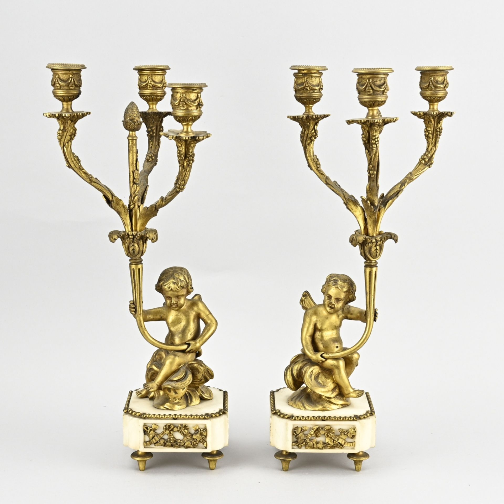 2x French candle holder, H 43 cm.