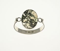 Silver bracelet with moss agate