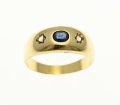 Gold ring with sapphire and diamond