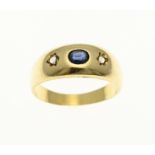 Gold ring with sapphire and diamond