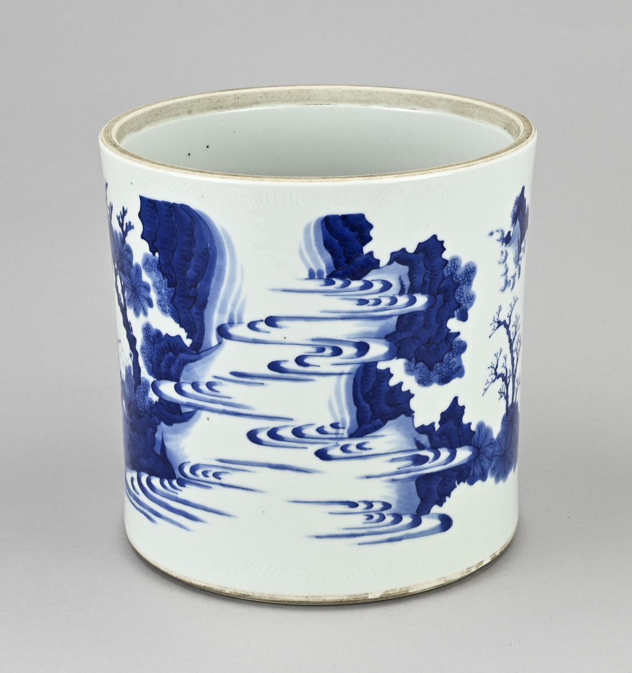 Chinese brush pot, H 20.7 x Ã˜ 21.8 cm. - Image 2 of 3