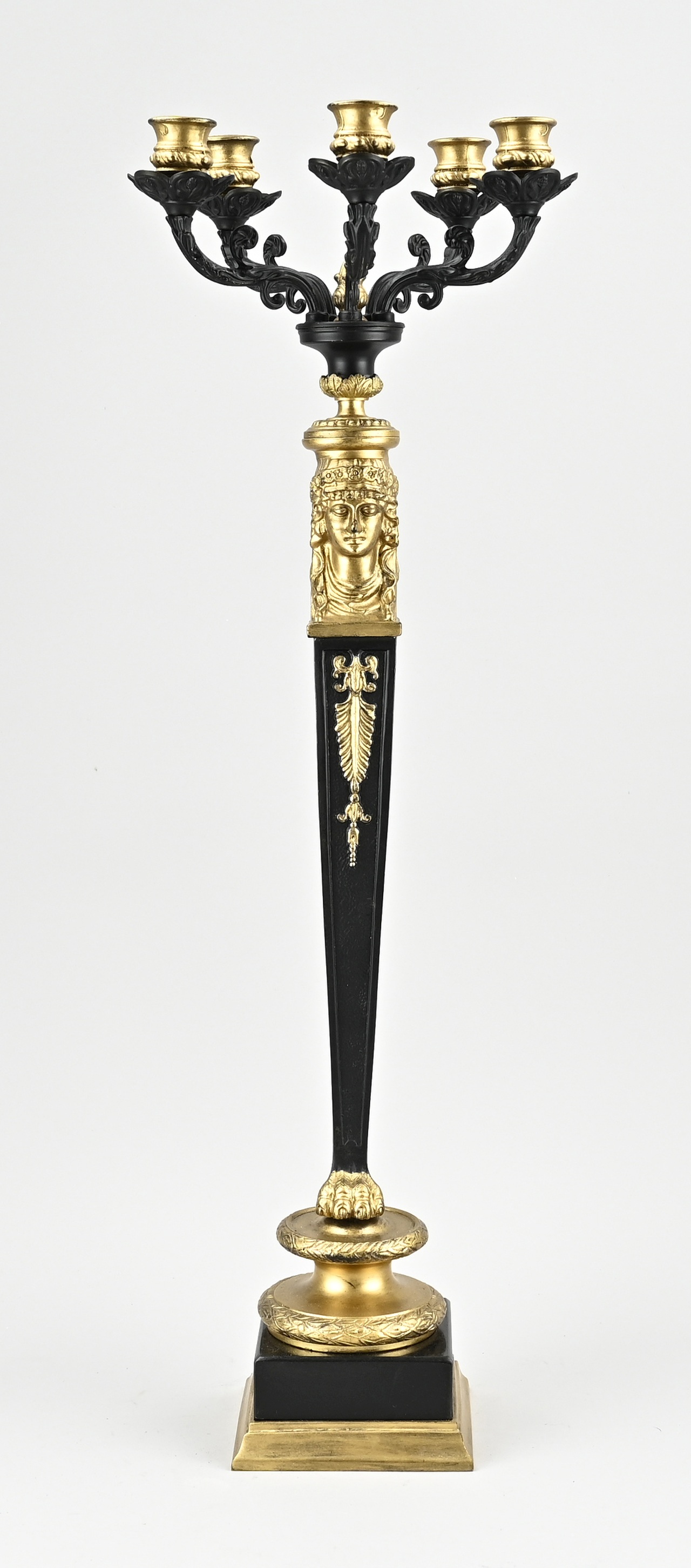 5-Light bronze candlestick, H 70 cm.