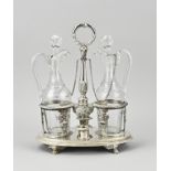 Table set with 2 decanters in silver holder