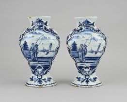 2x Delft vase, H 24 cm.