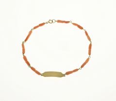 Bracelet with red coral and gold