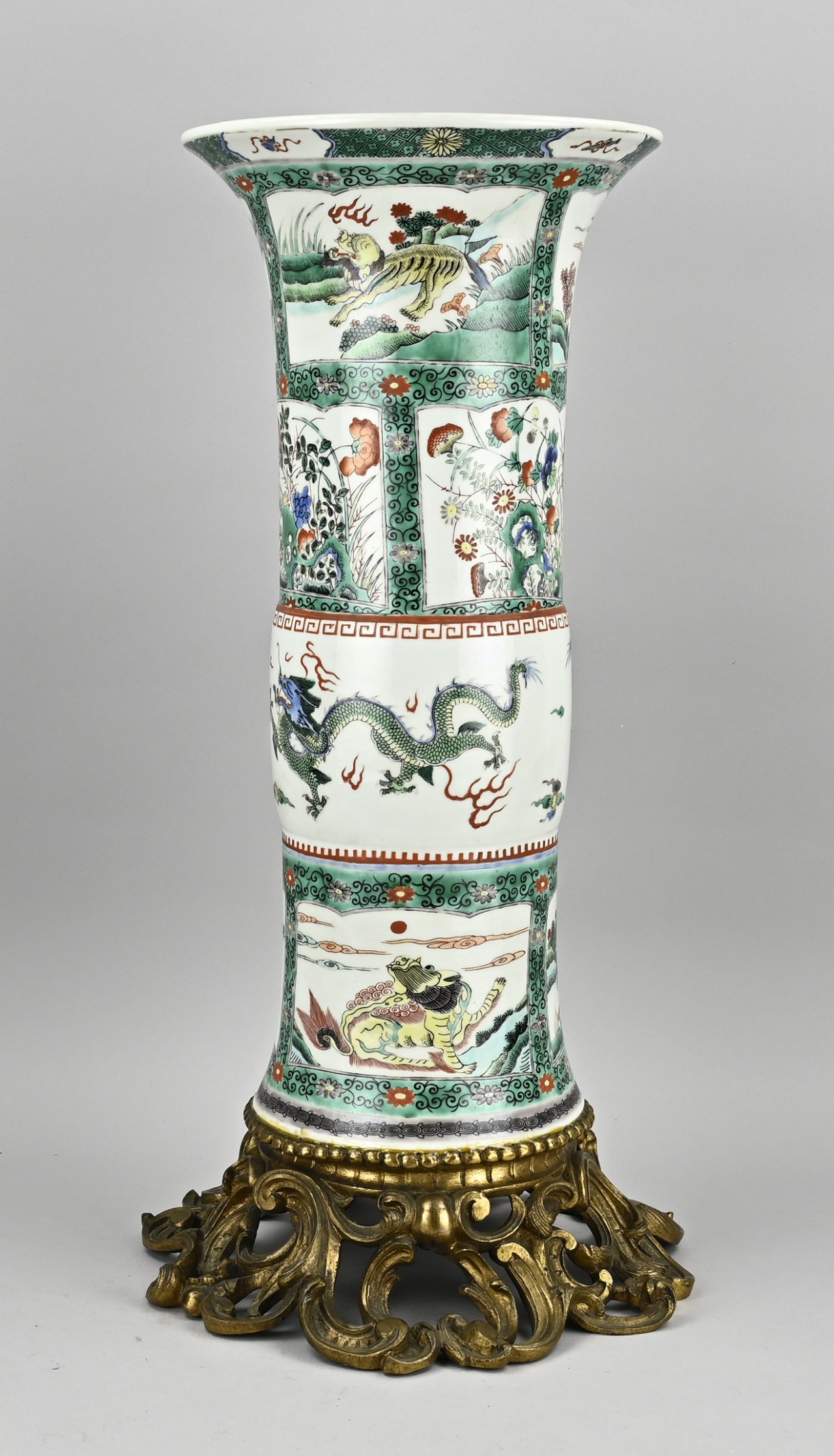 Family Verte vase with bronze, H 54.5 cm.