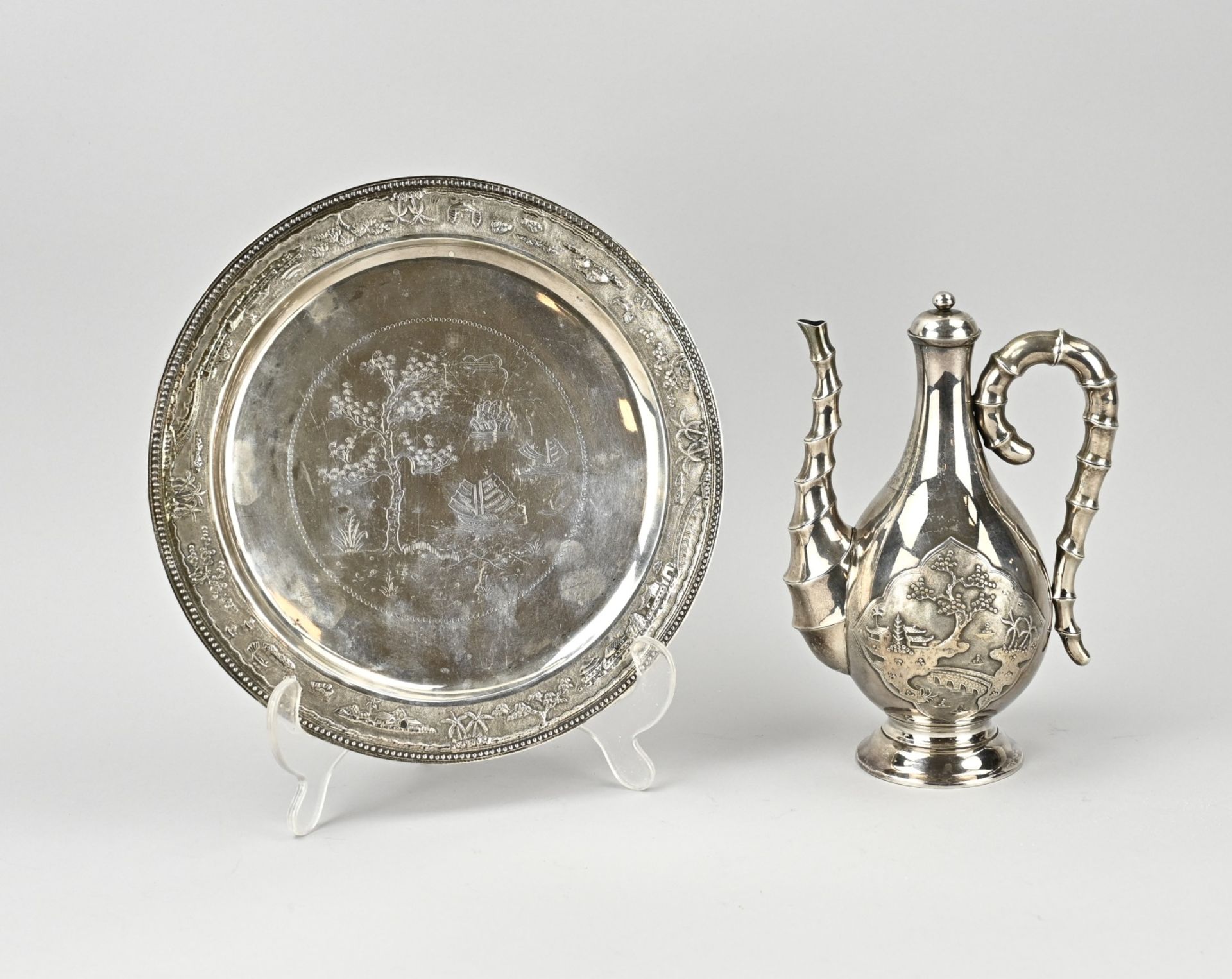 Silver plate & jug (Vietnam)