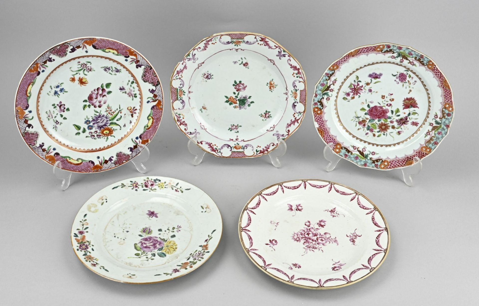 5x Chinese plate Ã˜ 23 - 24 cm.