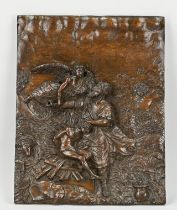Carved (biblical) plaque 43 x 39 cm.