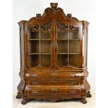 Burr walnut display cabinet