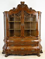 Burr walnut display cabinet