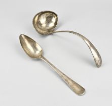 Silver soup sleeve and serving spoon