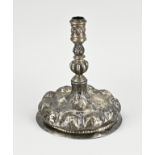 Plated brass candlestick, H 21 cm.