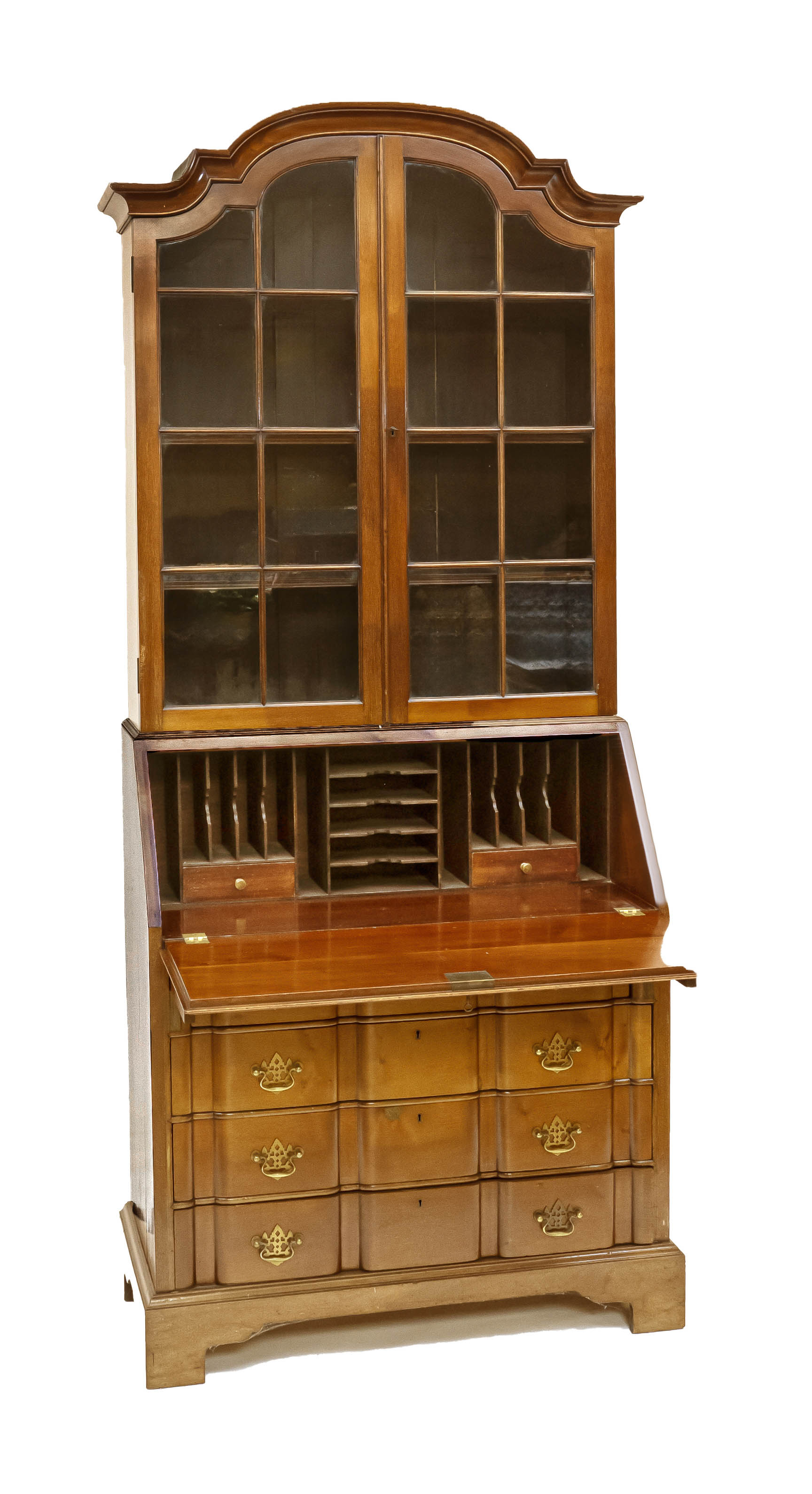 Antique secretary with glass top