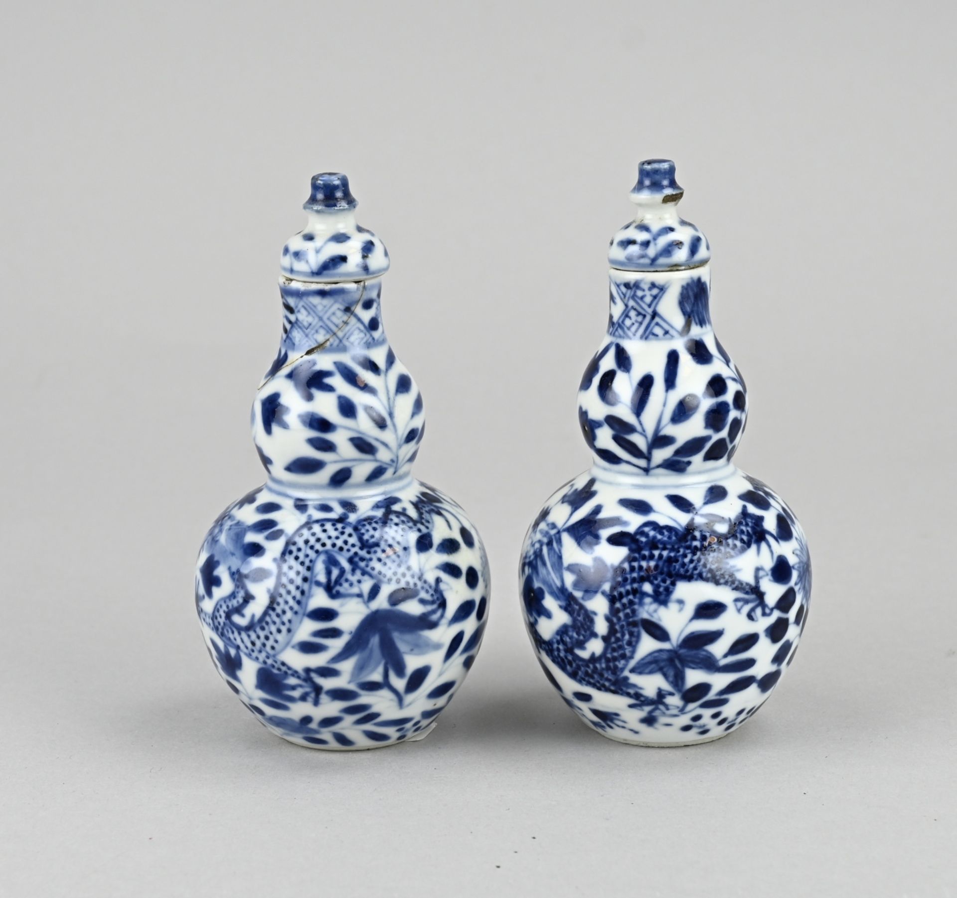 2x Chinese knob vases, H 13 cm. - Bild 2 aus 3