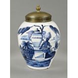 18th century Delft tobacco jar