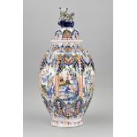 Antique Delft vase with cover, H 47 cm.