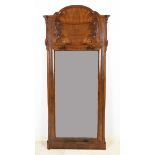 Mahogany mirror, H 155 x W 65 cm.